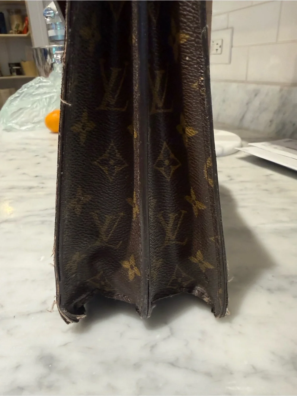 Louis Vuitton Monogram Brown Briefcase with Leather Trim